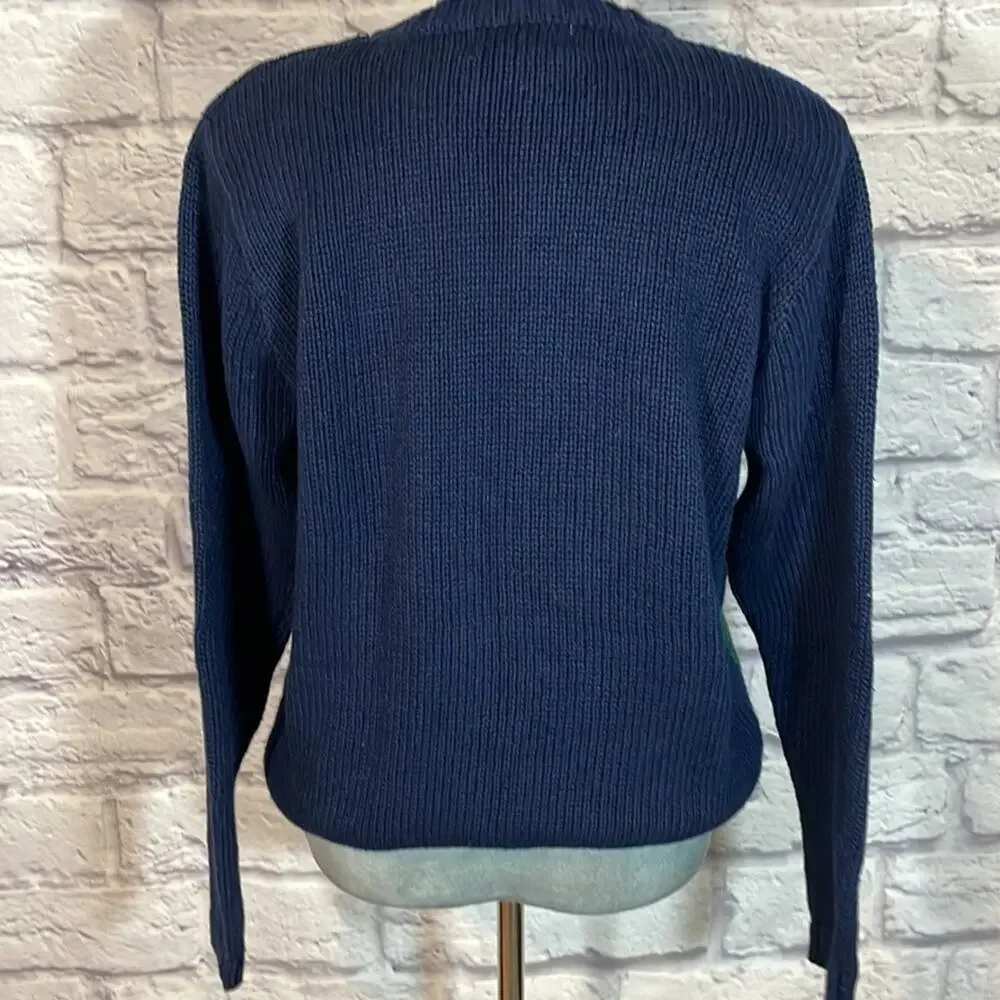 Vintage 90’s Y2K grannycore embroidered floral colorblock sweater - Picture 3 of 6